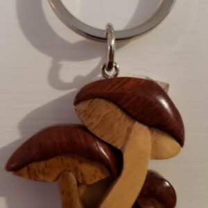 Wooden Mushroom Keychain